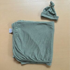 Lou Lou & Company Carson Baby Swaddle and Hat Set - Green Stripes